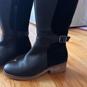 Lucky Brand Timinii Riding Boots - Black suede and leather